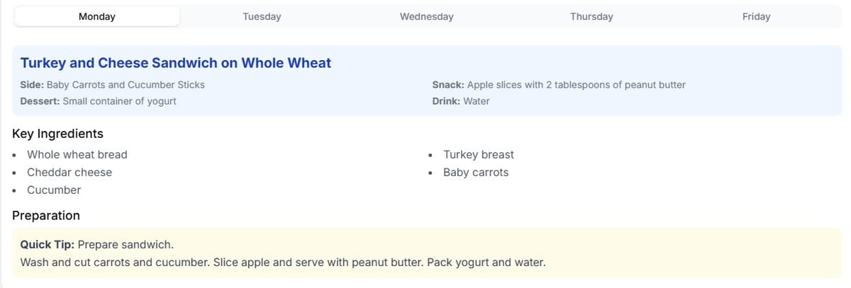 Weekly Meal Plan Example